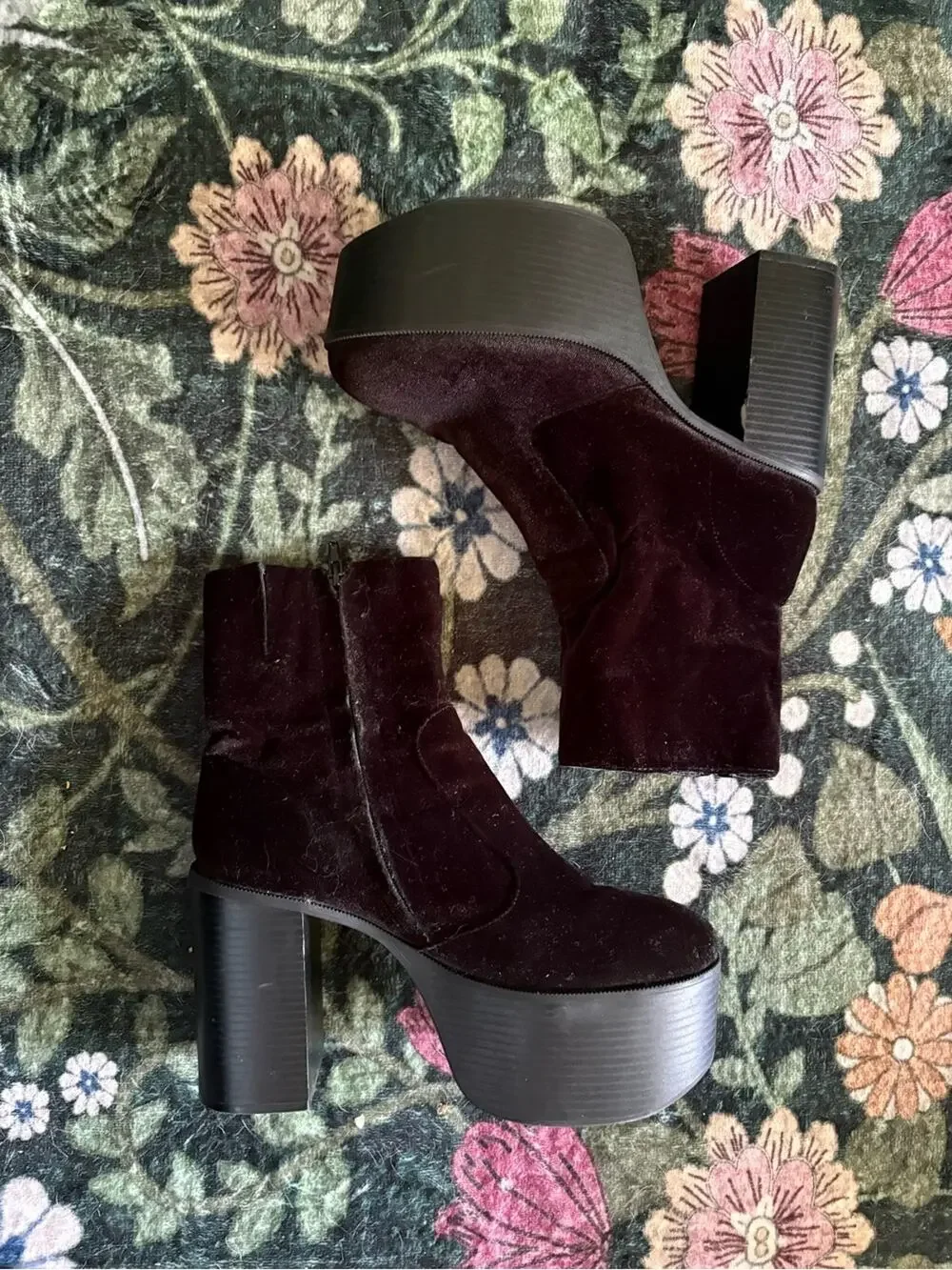 UO velvet platform boots